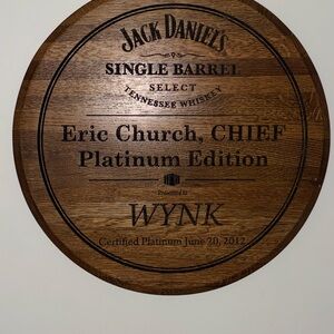 Jack Daniel's Wooden Whiskey Barrel Top Plaque. Special edition
